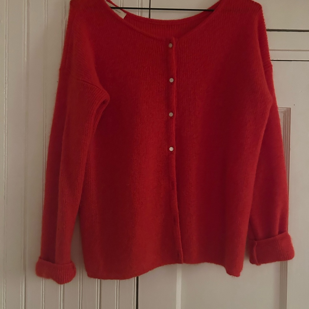 Sezane Vibrant Red Cardigan